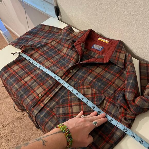 Pendleton USA LOBO Vintage Patch Elbow Flannel Wool Button Down Shirt Size Large - Picture 8 of 11